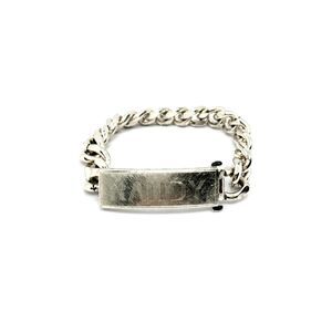 VINTAGE ID BRACELET Elco Nickel Silver Randy Name Curb Chain 8" Mens Unisex